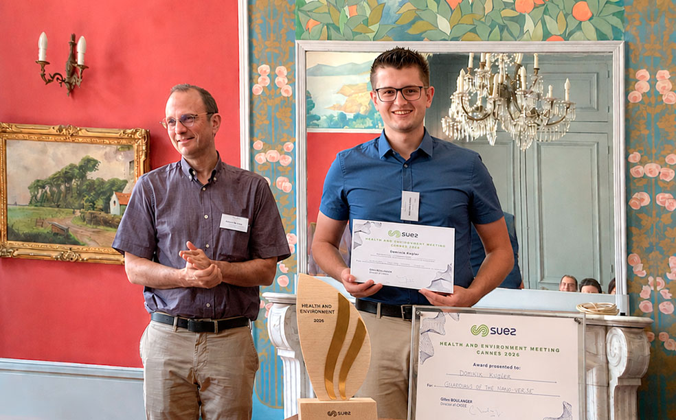 Best Presentation Award für Dominik Kugler beim Suez Health and Environment Meeting in Cannes
